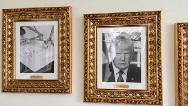 Trump tira Biden da parede e pendura uma caneta automática