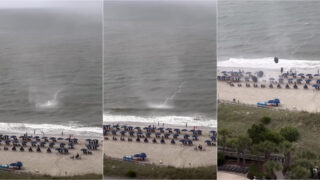 Turista filmou um ciclone vindo do mar para costa que levantou tudo à sua passagem