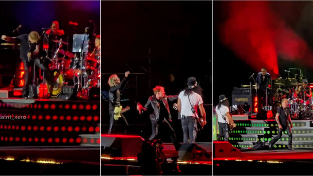 Axl Rose abandona palco após atirar microfone e pontapear bateria em concerto dos Guns N’ Roses