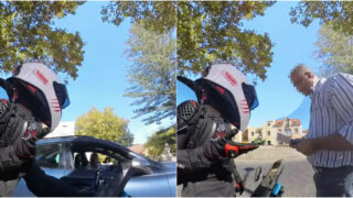 Condutor irrita-se com “ultrapassagem e raters” e manda parar motociclista