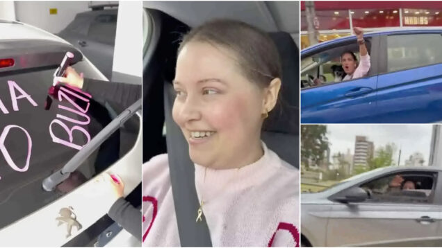 Desconhecidos criam momento emocionante para mulher a caminho da última quimioterapia