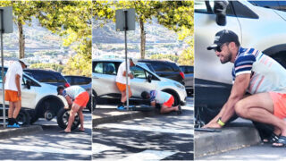 Fernando Pimenta ajuda condutor a trocar pneu durante férias na Madeira