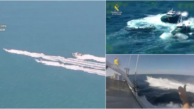 Guardia Civil filma perseguição épica por ar e mar a traficantes de droga