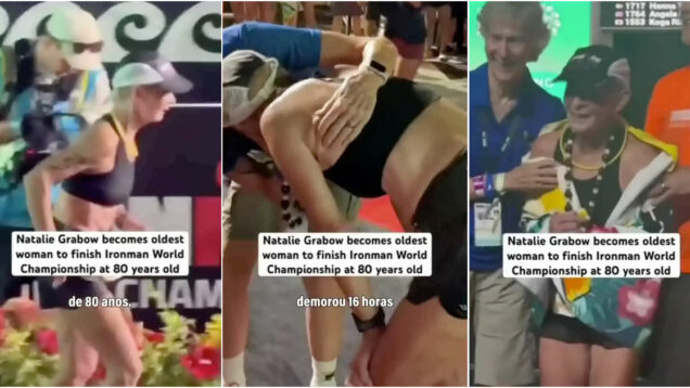 Idosa de 80 anos termina o Ironman em 16h45 e estabelece novo recorde