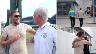 Mourinho incentiva pai a abraçar o filho antes da viagem do Benfica para Chaves