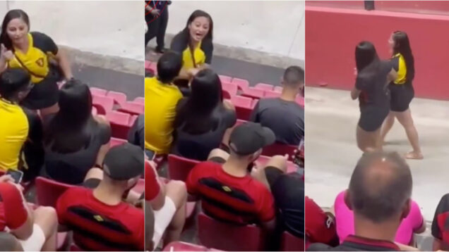 Mulher apanha marido a traí-la em pleno jogo e sai do estádio com a amante