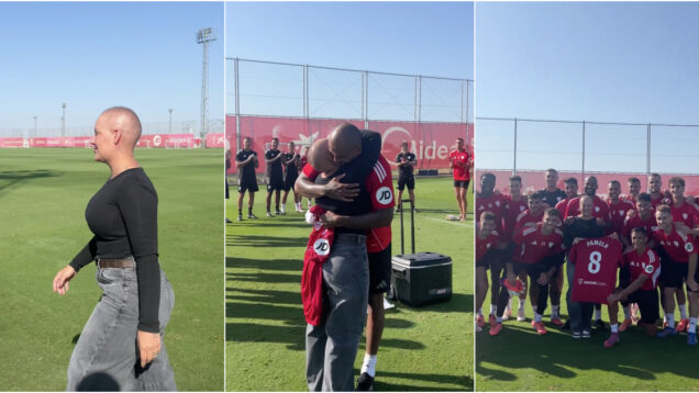 Mulher de Marcão vence o cancro e Sevilha celebra com homenagem no treino
