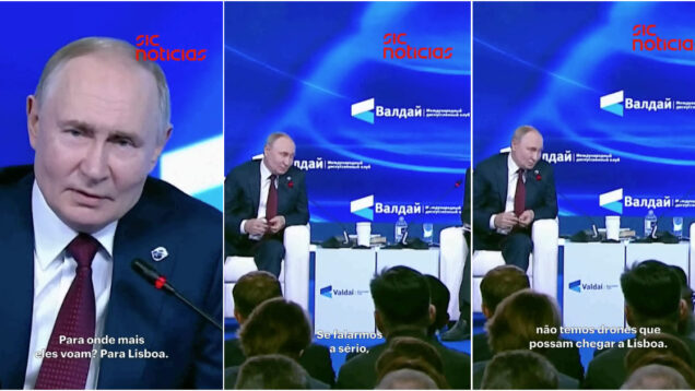 Putin usa ironia para dizer que Lisboa não é um alvo para os drones russos
