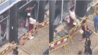 Vídeo mostra saque de roupas após loja Hiper China arder em Setúbal