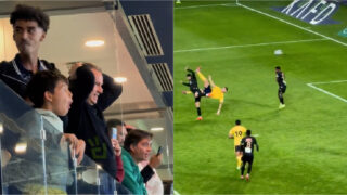 Filho de Cristiano Ronaldo ficou de boca aberta com o golaço do pai