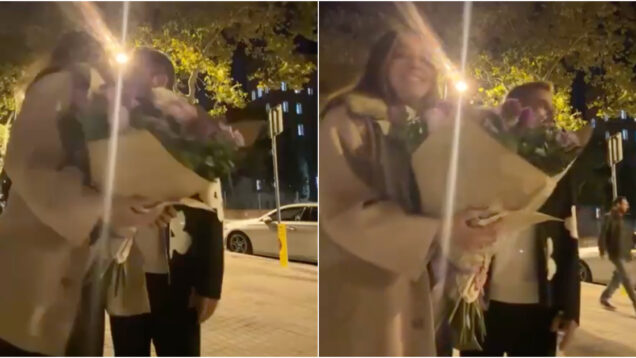 Messi interrompe momento romântico de casal em Barcelona e o momento ficou registado