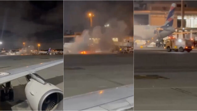 Avião com mais de 180 passageiros incendeia-se na pista em São Paulo antes da descolagem