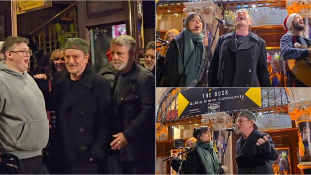 Bono surpreendeu ao cantar na rua em apoio aos sem-abrigo