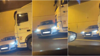 Camião arrastou Audi A4 durante 300 metros sem que o motorista percebesse o que estava a acontecer