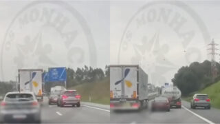 Vídeo mostra condutor apressado a ultrapassar camiões pela berma na A28