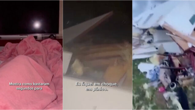 Jovem filmou o momento em que uma casa foi destruída pelo vento durante a depressão Kristin