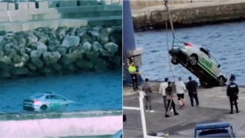 Viatura da GNR caiu ao mar na Ilha das Flores e foi retirada com grua