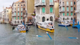 Barco turístico desgovernado perde controlo e bate em prédio no Grande Canal de Veneza