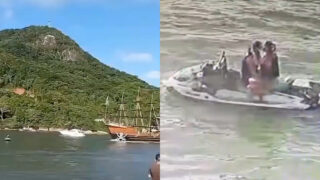 Barco turístico “pirata” atropela casal que namorava numa moto de água no Brasil