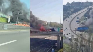 Camião de cerveja consumido pelas chamas obrigou ao corte da A1
