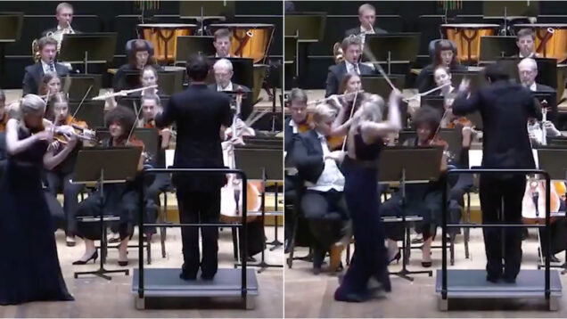 Violino histórico avaliado em um milhão “voa” em palco após gesto do maestro