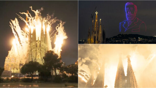 Nova torre da Sagrada Família é inaugurada com um espetáculo visual impressionante