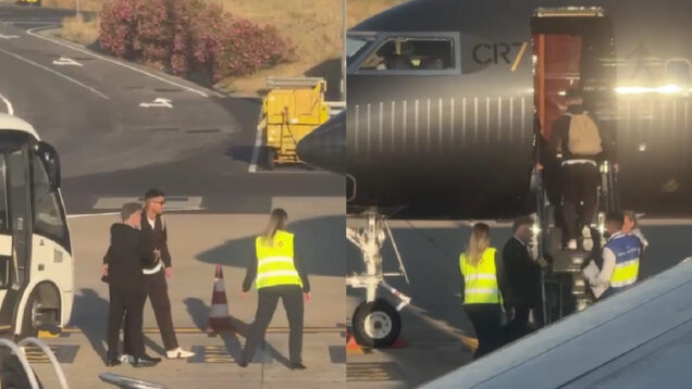 Cristiano Ronaldo chegou a Lisboa e seguiu viagem no seu jato privado