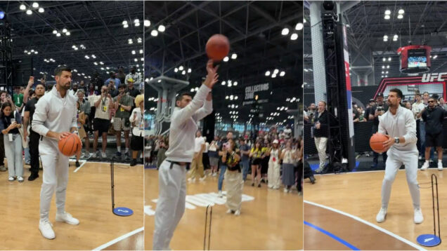 Djokovic surpreende ao acertar três triplos seguidos e mostra talento escondido no basquetebol