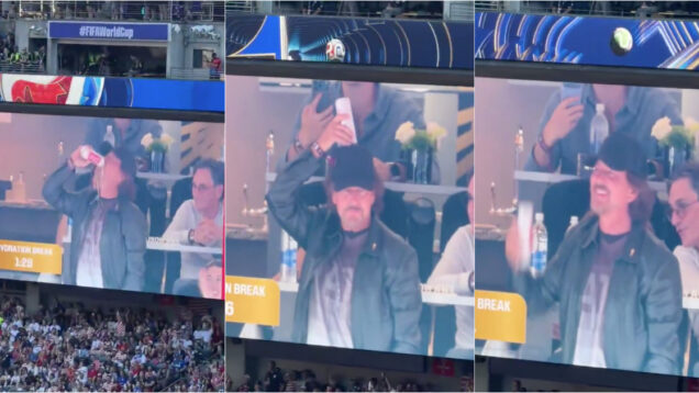Eddie Vedder rouba atenções ao beber cerveja de penálti durante jogo do Mundial