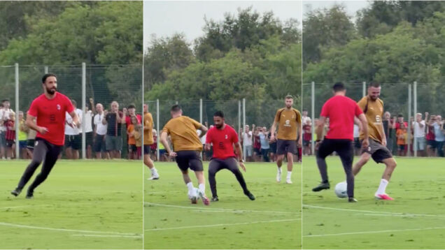 Ruben Amorim mostra classe no primeiro treino e ‘rouba’ a bola a reforço do Milan