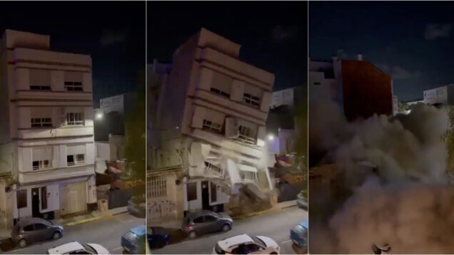 Vídeo mostra prédio de três andares a ruir por completo em Valência