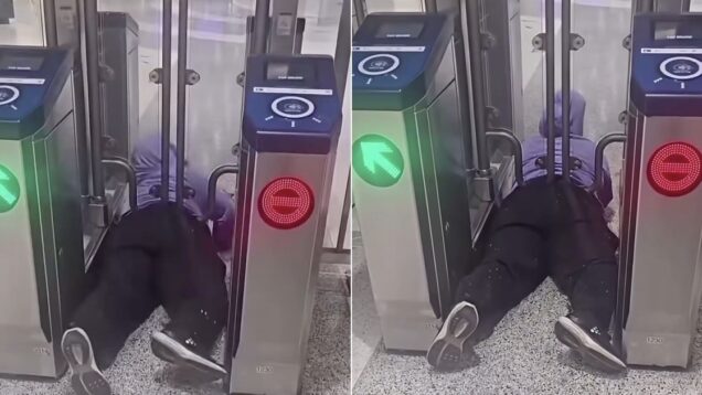mulher-fica-presa-em-cancela-ao-tentar-entrar-sem-pagar-no-metro