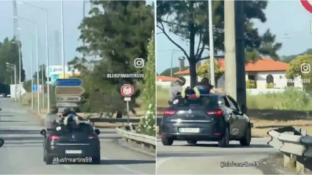 Jovens filmados a circular com passageiro no tejadilho de carro em Aveiro