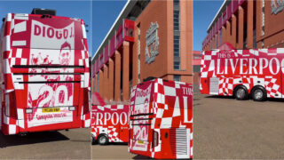 Liverpool homenageia Diogo Jota nos novos autocarros