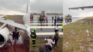 Avião com 151 pessoas sai da pista durante aterragem no Brasil