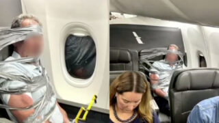 Passageiro causa caos num avião e acaba imobilizado com fita adesiva durante voo