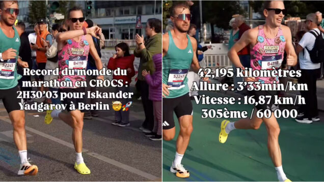 Russo surpreende na Maratona de Berlim ao correr 42 km de Crocs em 2h30