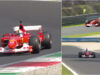 Sebastian Vettel conduz o Ferrari F2002 de Schumacher no mítico circuito de Monza