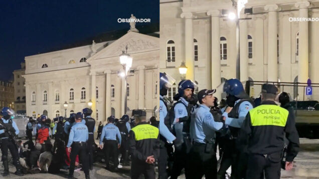 Agente da PSP exalta-se com manifestante e é repreendido pelos próprios colegas