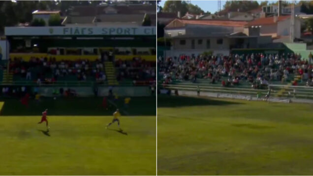 Salgueiros marca ao Estoril um golo incrível com remate do meio-campo