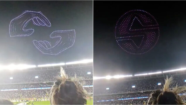 Show de drones na despedida de Messi era afinal publicidade e gerou assobiadela